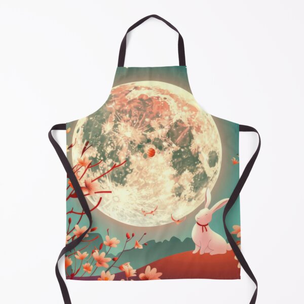 Item preview, Moon festival scene with full moon, rabbit, lanterns, cherry blossoms and birds, AI Generated designed and sold by dvoevnore.