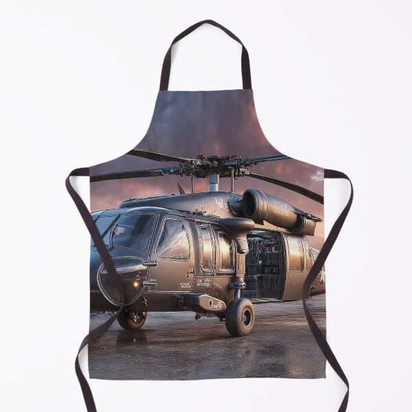 Item preview, Military Black Hawk Awaiting Deployment at Urban Skies amidst Rising Dust designed and sold by Skyframe Aviation.
