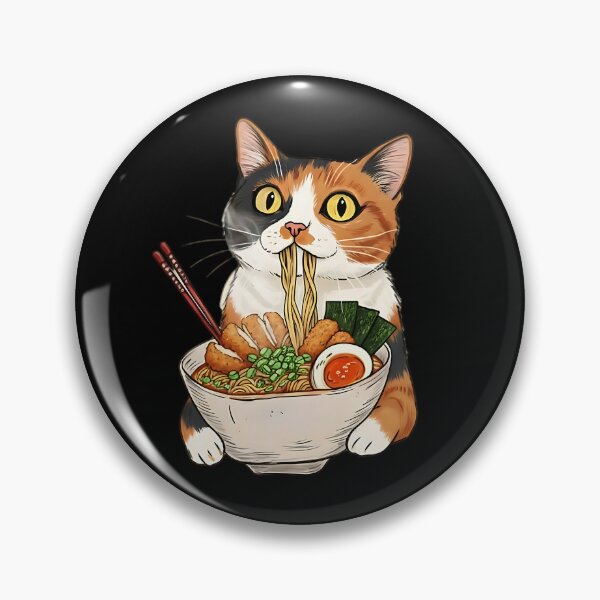 Item preview, Kawaii Calico Cat Eating Ramen  designed and sold by dudelinart.