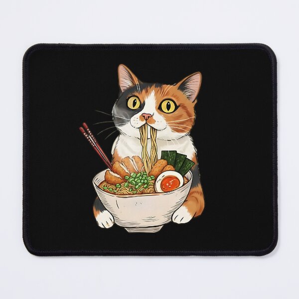Item preview, Kawaii Calico Cat Eating Ramen designed and sold by dudelinart.