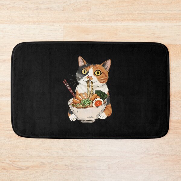 Item preview, Kawaii Calico Cat Eating Ramen  designed and sold by dudelinart.
