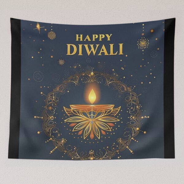 Item preview, Happy Diwali text with floral mandala art and decorative elements, background, AI Generated designed and sold by dvoevnore.