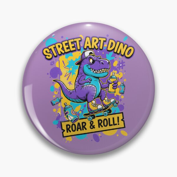 Item preview, Street Art Dino Roar & Roll - Purple Graffiti Skateboard T-Rex designed and sold by AwesomeBeyondLimits.