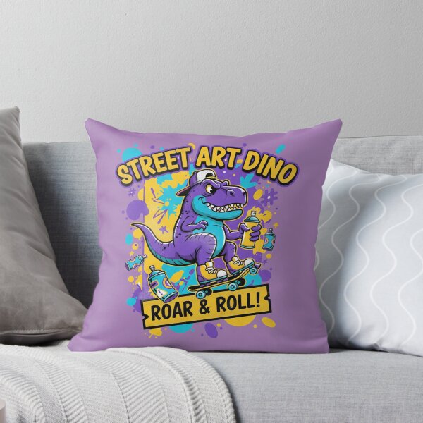 Item preview, Street Art Dino Roar & Roll - Purple Graffiti Skateboard T-Rex designed and sold by AwesomeBeyondLimits.