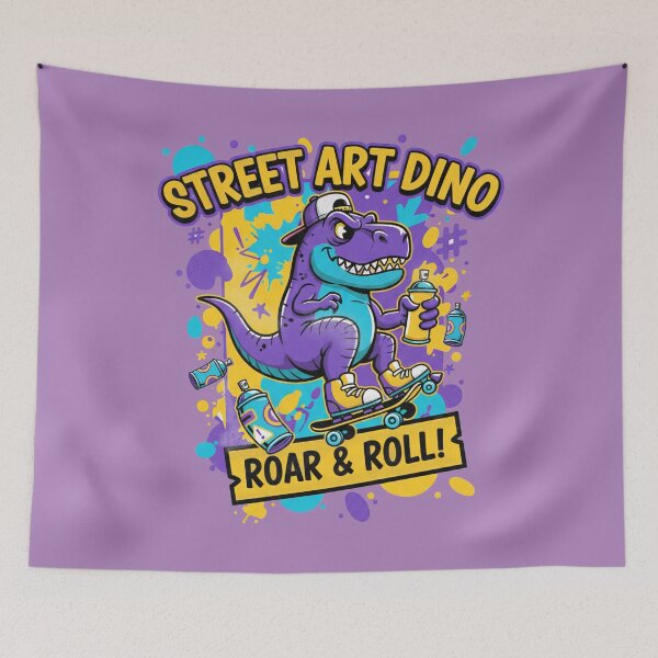Item preview, Street Art Dino Roar & Roll - Purple Graffiti Skateboard T-Rex designed and sold by AwesomeBeyondLimits.