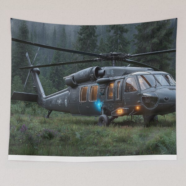 Item preview, The Black Hawk Preparing for Mission at Mountain Terrain in Foggy Conditions designed and sold by Skyframe Aviation.