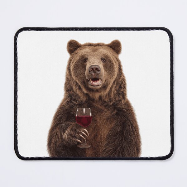 Item preview, Brown Bear Holding a Wine Glass – Funny Sophisticated Animal Art designed and sold by LazyOwlStore.
