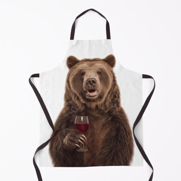 Item preview, Brown Bear Holding a Wine Glass – Funny Sophisticated Animal Art designed and sold by LazyOwlStore.