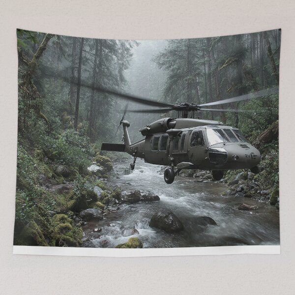 Item preview, Utility Helicopter Taking Off from Dusty Plains at Dusk designed and sold by Skyframe Aviation.
