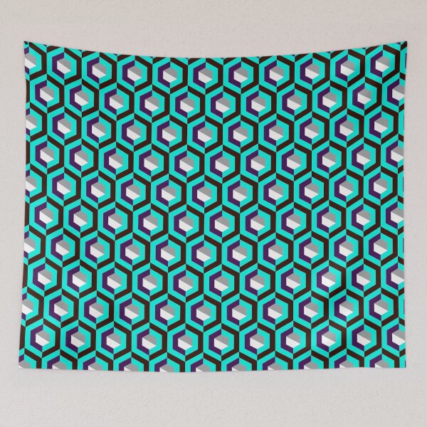 Item preview, Hexagon Polygon Turquoise Color Pattern designed and sold by BeebooDesign.