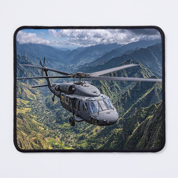 Item preview, Army UH60 Hovering Above the Valley Below in Bright Sun designed and sold by Skyframe Aviation.