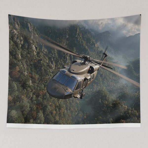 Item preview, UH60 Black Hawk Flying Low Across the Forward Operating Base with Blades Turning designed and sold by Skyframe Aviation.