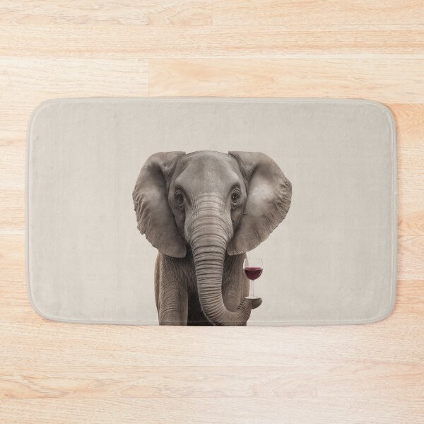 Item preview, Elephant Holding a Wine Glass – Majestic & Humorous Wildlife Art Print designed and sold by LazyOwlStore.