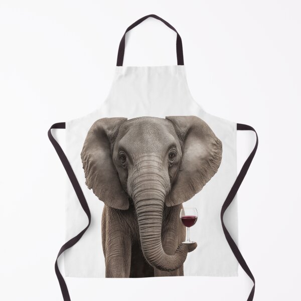Item preview, Elephant Holding a Wine Glass – Majestic & Humorous Wildlife Art Print designed and sold by LazyOwlStore.