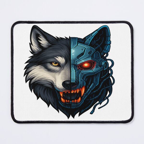 Item preview, Cyber Wolf Fusion – Neon Mecha Beast designed and sold by GlowAIDesigns.