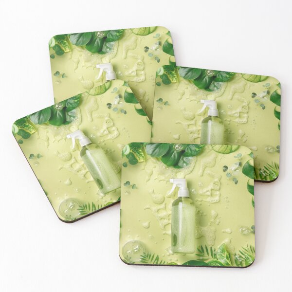 Item preview, Spray bottle with green leaves in nature background, AI Generated designed and sold by dvoevnore.