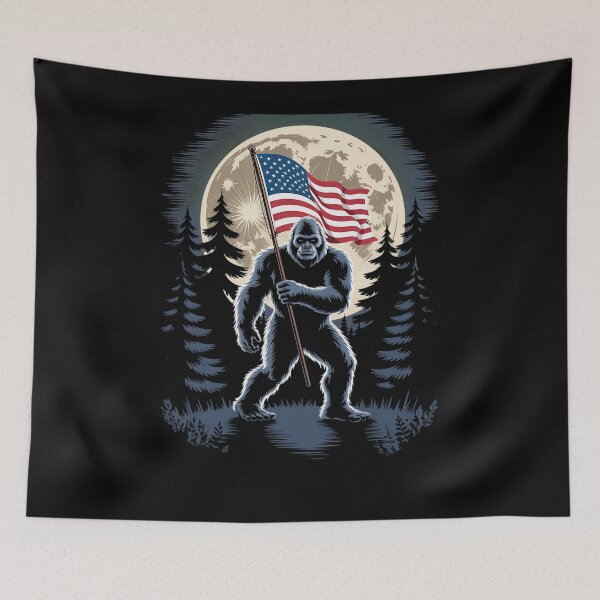 Item preview, Big Foot Bigfoot Sasquatch American Flag Patriotic 4Th July designed and sold by TorjeARTStore.