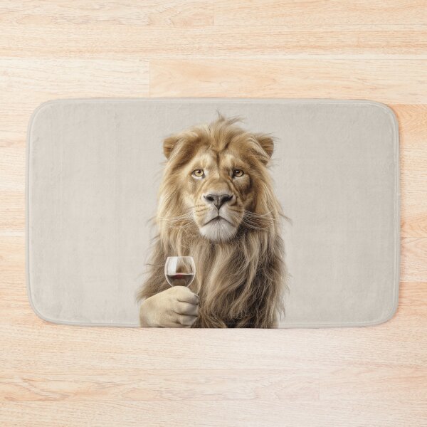 Item preview, Lion Holding a Wine Glass – Regal & Sophisticated Wildlife Art Print designed and sold by LazyOwlStore.