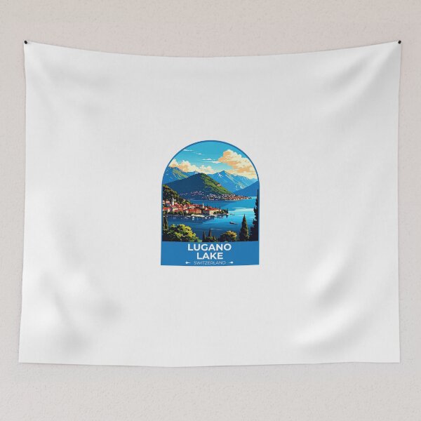 Item preview, Lugano Lake Switzerland Travel Sticker designed and sold by TulipaGraphics.