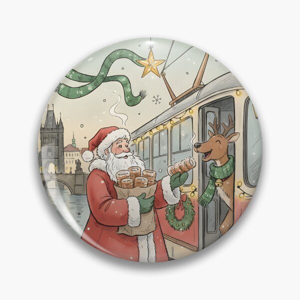 Item preview, Santa & Reindeer by Prague Tram at Charles Bridge designed and sold by FixwellStudio.