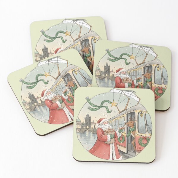 Item preview, Santa & Reindeer by Prague Tram at Charles Bridge designed and sold by FixwellStudio.