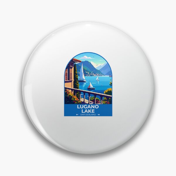 Item preview, Lugano Lake Switzerland Travel Sticker designed and sold by TulipaGraphics.
