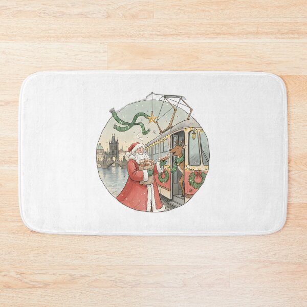 Item preview, Santa & Reindeer by Prague Tram at Charles Bridge designed and sold by FixwellStudio.