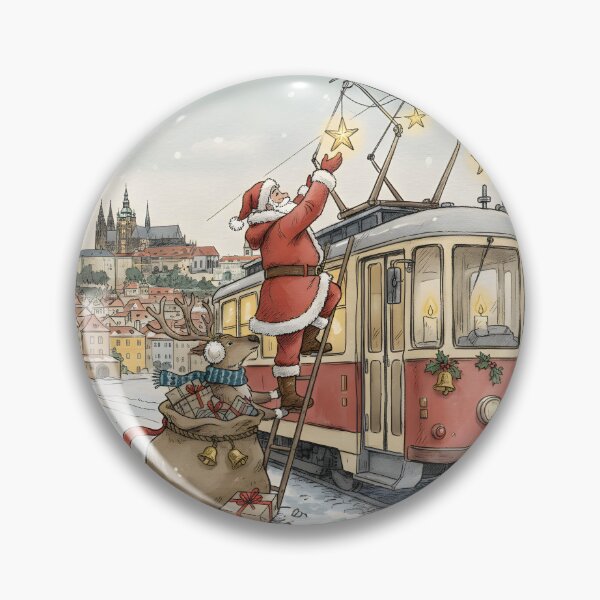 Item preview, Santa & Reindeer with Prague Tram Lanterns designed and sold by FixwellStudio.