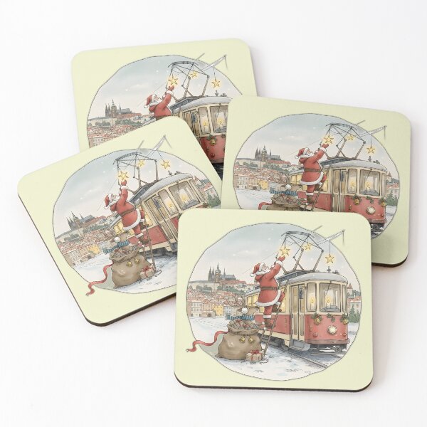 Item preview, Santa & Reindeer with Prague Tram Lanterns designed and sold by FixwellStudio.