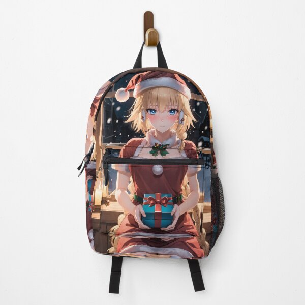 Artikelvorschau, Jeanne D'Arc aus Fate/Grand Order hält ein Geschenk in einer verschneiten Nacht entworfen und verkauft von thedarvills.