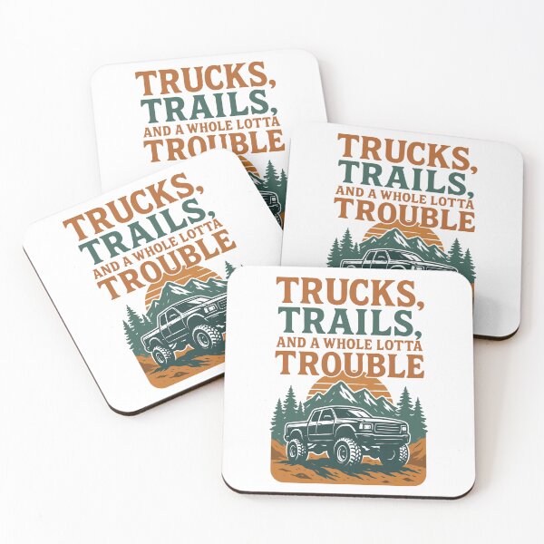 Item preview, Trucks, Trails, and a Whole Lotta Trouble – Retro Western Off-Road Truck & Mountain Design designed and sold by DaEeX.