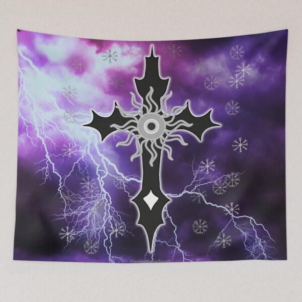 Item preview, Gothic Lightning Cross – Purple Storm Witch Ornament Design (Aegishjalmur & Vegvísir Protection Sigils) by CarmaQuanTarot designed and sold by CarmaQuanTarot.