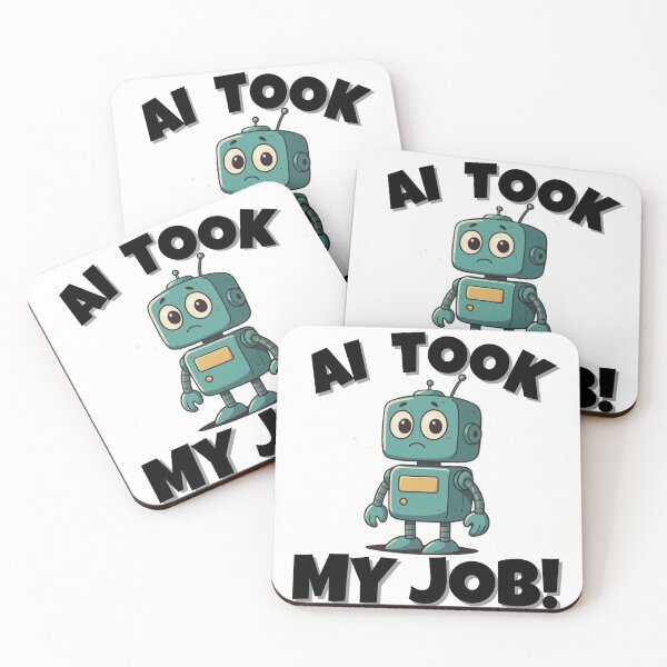 Item preview, AI Took My Job Bold Protest Slogan – Funny Anti-AI Design designed and sold by Maryna_Reine.