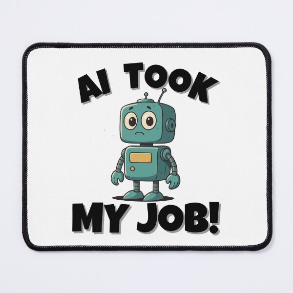 Item preview, AI Took My Job Bold Protest Slogan – Funny Anti-AI Design designed and sold by Maryna_Reine.