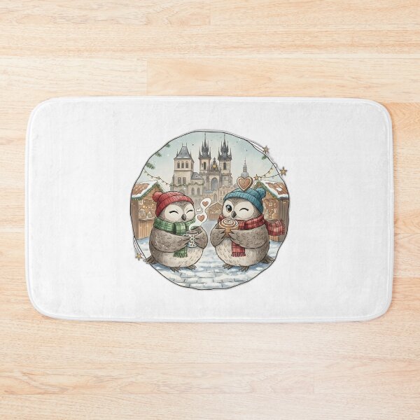 Item preview, Two Owls Christmas on Charles Bridge Prague  designed and sold by FixwellStudio.