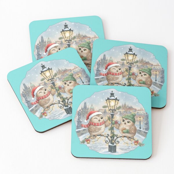 Item preview, Two Owls Caroling in Prague Old Town Square designed and sold by FixwellStudio.