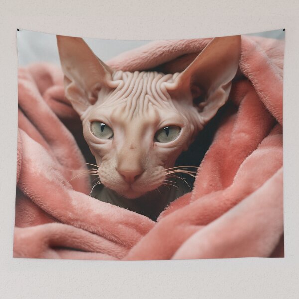 Item preview, Majestic Sphynx Cat Wrapped in Cozy Blanket designed and sold by anytka.