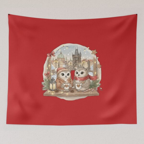 Item preview, Two Owls by Prague Café Window, Charles Bridge View designed and sold by FixwellStudio.