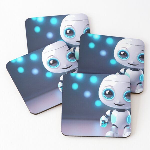 Item preview, Cute robot holding smartphone with glowing blue lights, AI generated designed and sold by dvoevnore.