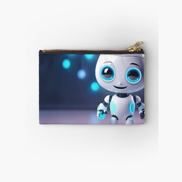 Item preview, Cute robot holding smartphone with glowing blue lights, AI generated designed and sold by dvoevnore.