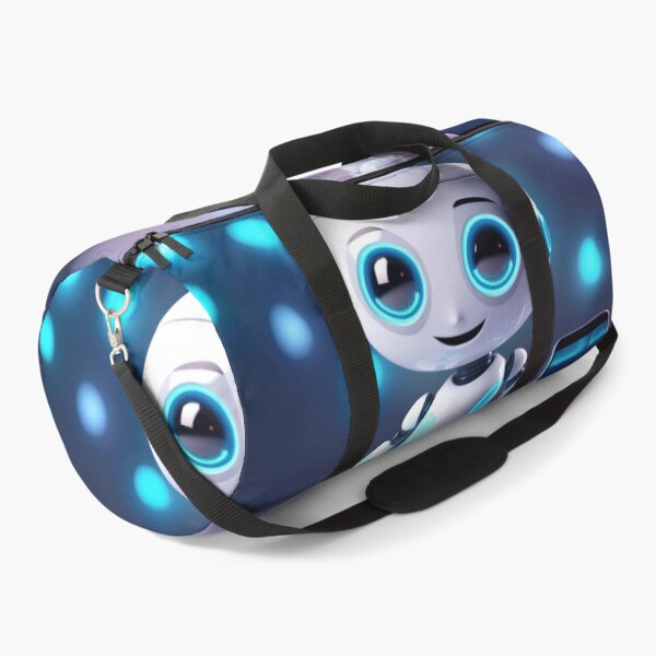 Item preview, Cute robot holding smartphone with glowing blue lights, AI generated designed and sold by dvoevnore.