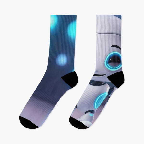 Item preview, Cute robot holding smartphone with glowing blue lights, AI generated designed and sold by dvoevnore.
