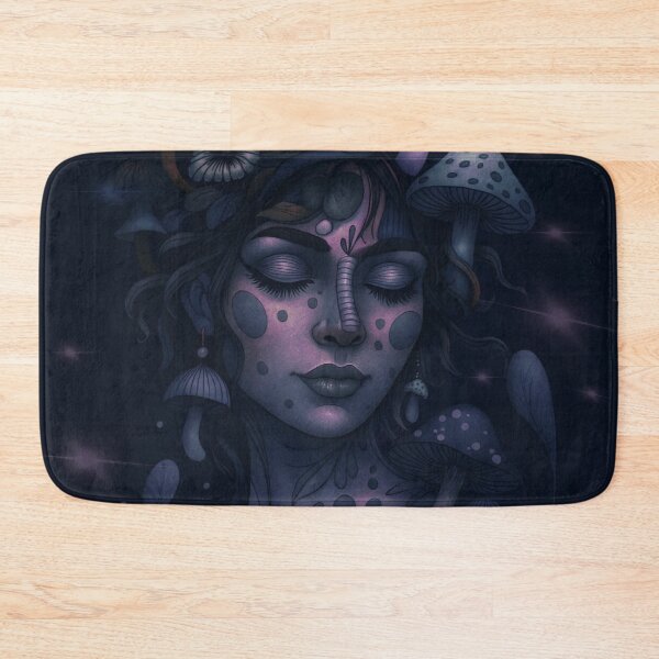 Item preview, Bioluminescent Mushroom Goddess – Dark Fantasy Ethereal Portrait Art designed and sold by DzurDesigns .