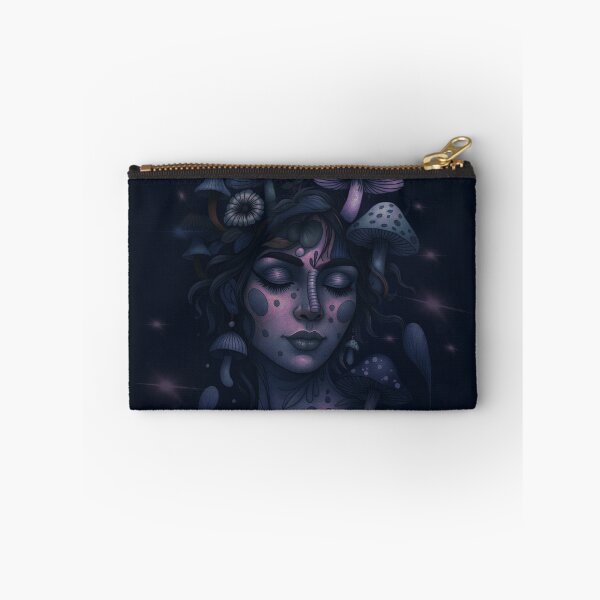 Item preview, Bioluminescent Mushroom Goddess – Dark Fantasy Ethereal Portrait Art designed and sold by DzurDesigns .