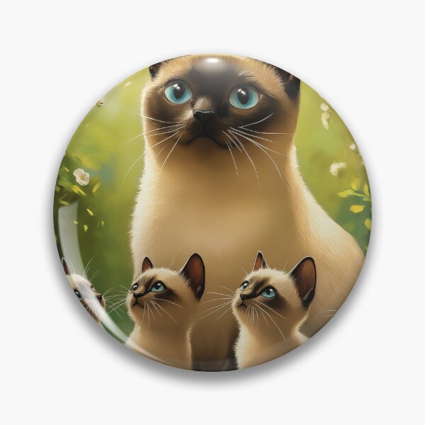 Item preview, Siamese Cat and Kittens in Garden designed and sold by PetsArt.