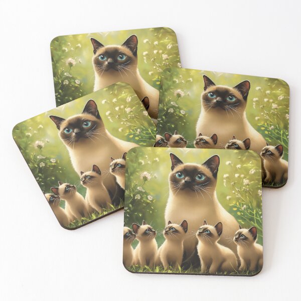 Item preview, Siamese Cat and Kittens in Garden designed and sold by PetsArt.