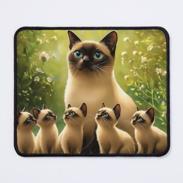 Item preview, Siamese Cat and Kittens in Garden designed and sold by PetsArt.