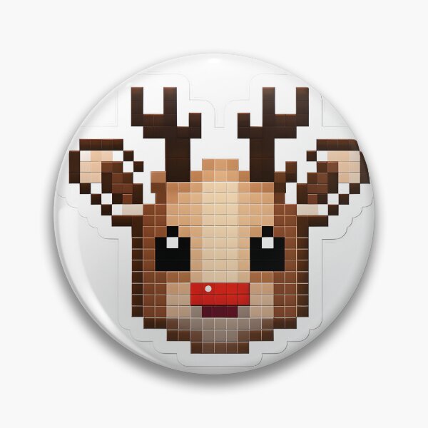 Item preview, Cute Pixel Reindeer Head with Tiny Antlers and Red Nose designed and sold by BankMano.