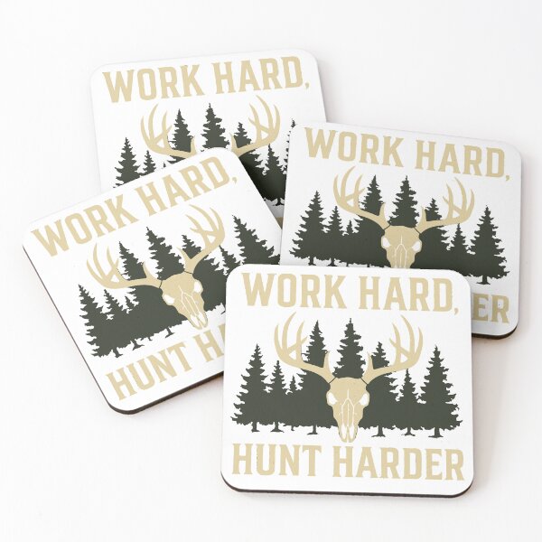 Item preview, Work Hard, Hunt Harder – Deer Antlers, Forest Silhouette & Camo Outdoor Hunting Design designed and sold by DaEeX.