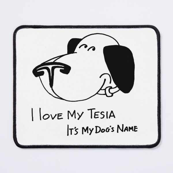 Item preview, animal pet dog cartoon art: i love my tesla, it's my dog's name designed and sold by jameshowgelpen.